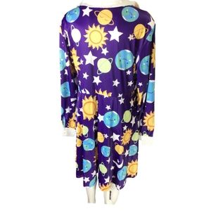 Yellow and Purple Midi Sundress with Bishop Sleeves